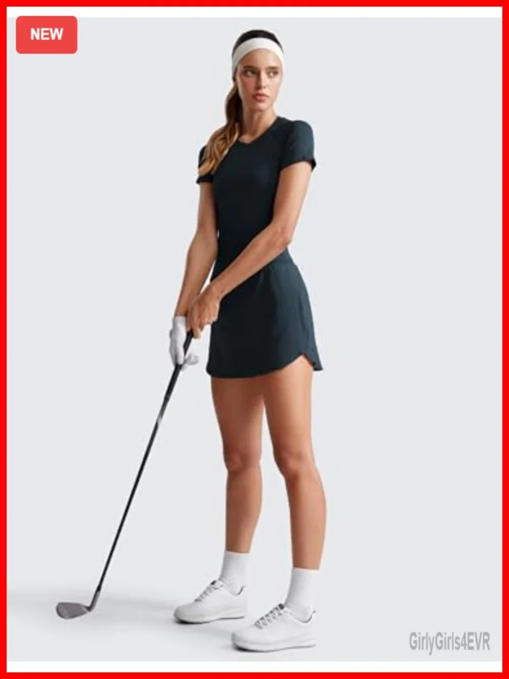 High Waisted Dolphin Hem Golf Skort with Built-in Shorts, Quick-Dry, Pockets